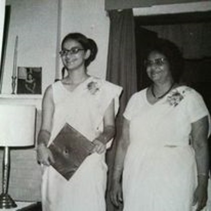 Colleen with her mother before graduation in 1971